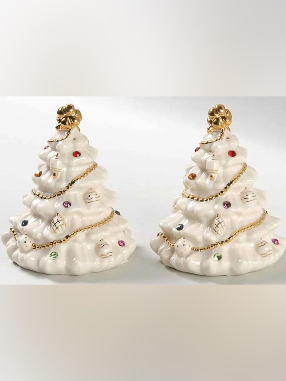 Lenox 2001 jewels of Christmas Holiday Tree Pair with dazzling gems